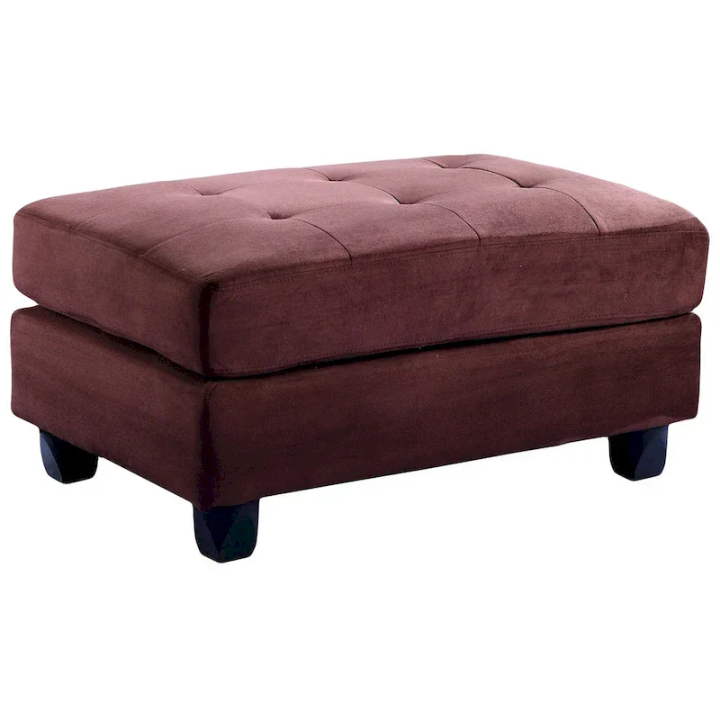 Rectangular Button-Tufted Microsuede Ottoman