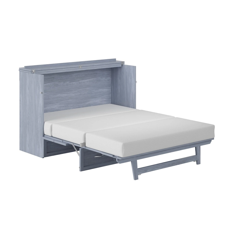 Northfield Queen Murphy Bed Chest with Mattress in Driftwood