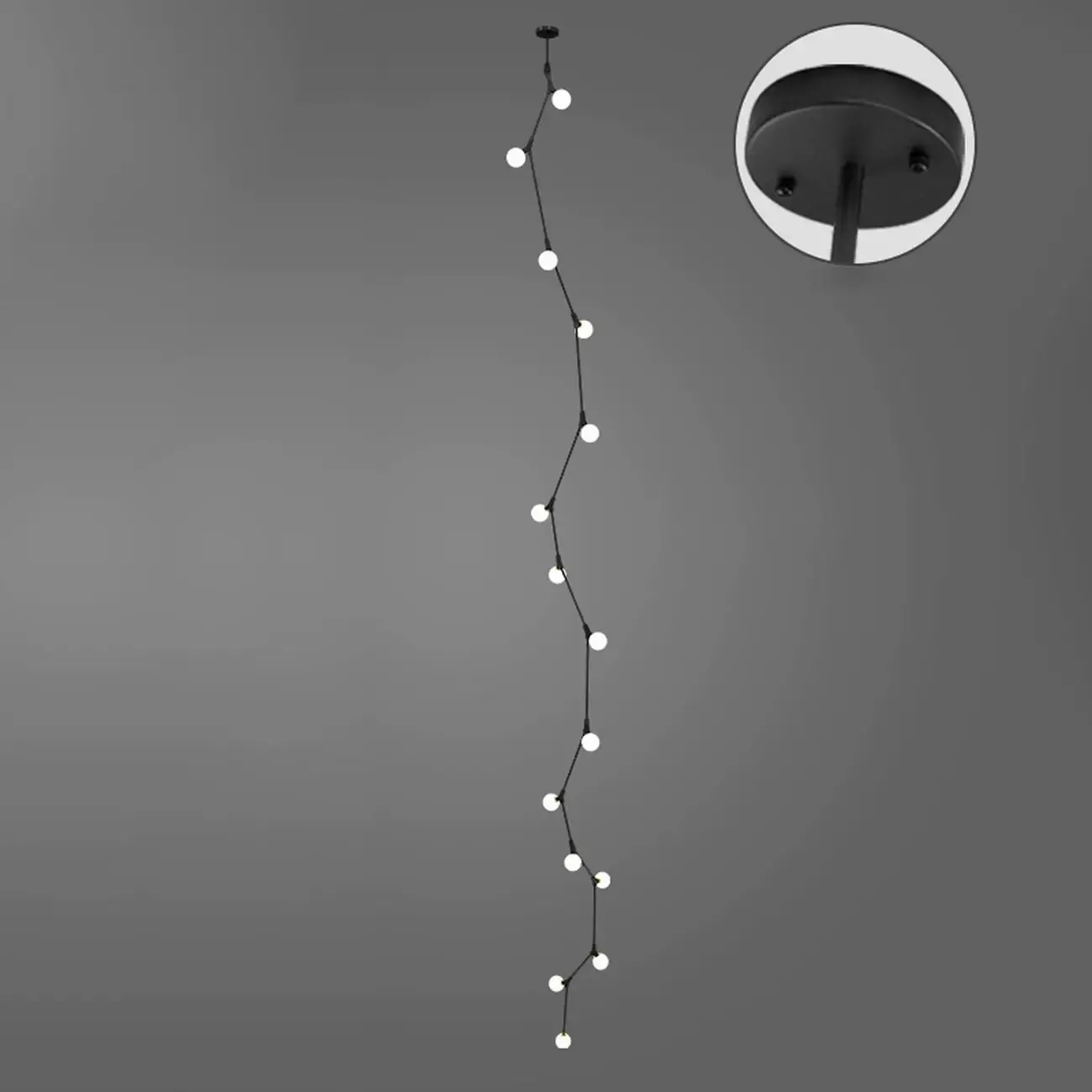 Modern Gold Branch Globe Glass Downrod Stairwell Chandelier