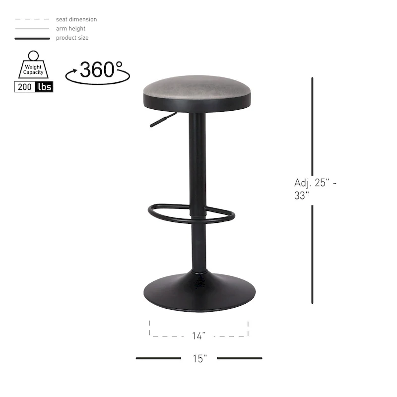 Juno Gaslift Backless Swivel Bar Stool,Set of 2