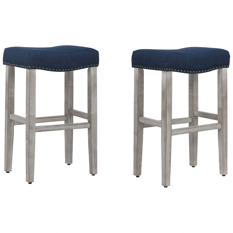 Jameson Upholstered Polyester Gray 29 Inch Bar Stool (Set Of 2)