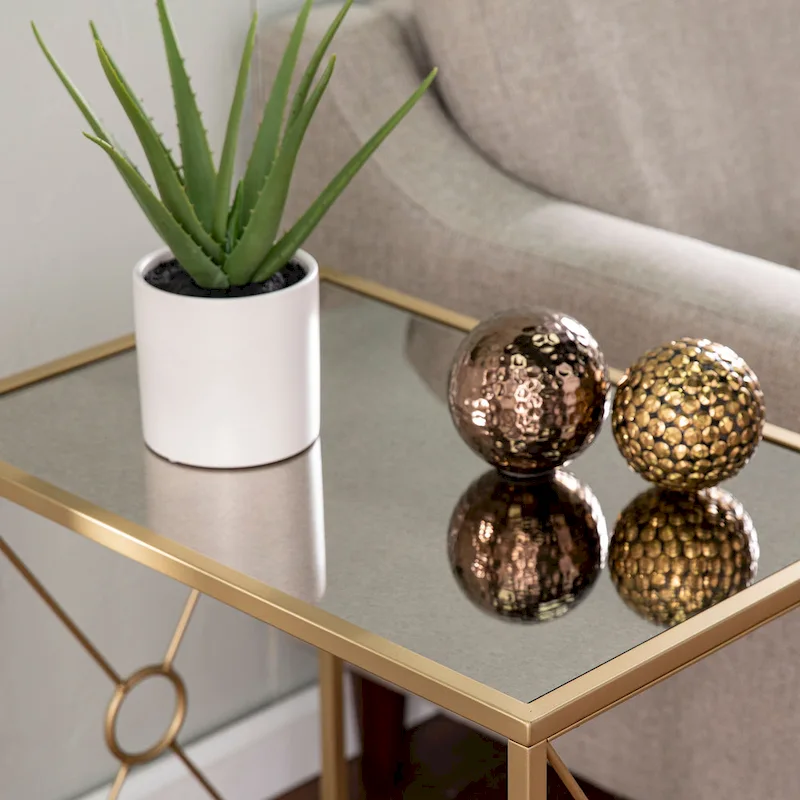 SEI Furniture Lanfranco Transitional Gold Metal Side Table