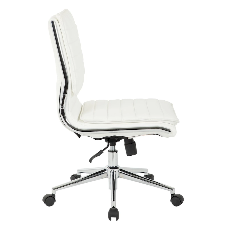 Armless Mid Back Professional Managers Faux Leather Chair with Chrome Base