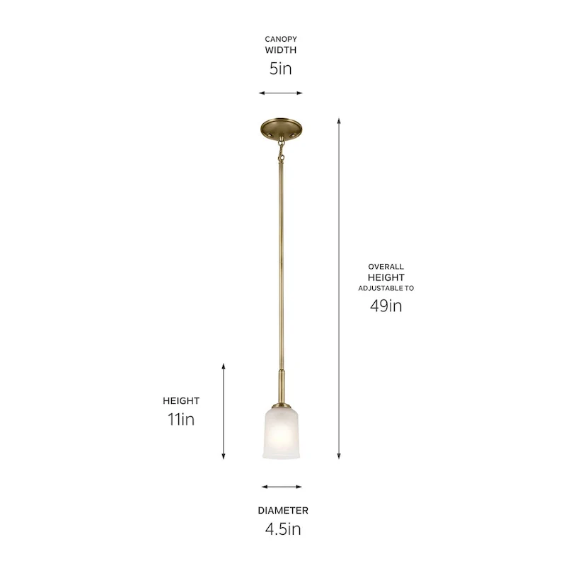 Kichler Lighting Shailene 1-Light Natural Brass Mini Pendant Light - 11.25