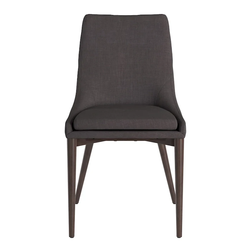 Mid-Century Barrel-Back Linen Dining Chairs with Tapered Legs – Dark Grey / Grey / White
