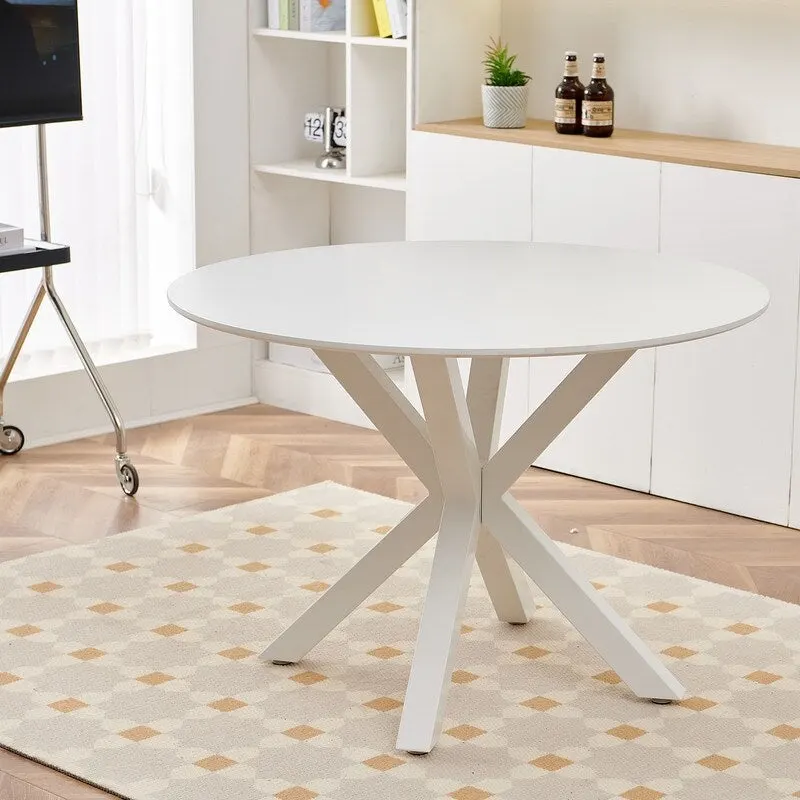 Grondin Mid-Century Modern Round Dininig Table with MDF Top and Pedestal Base, 42.1 End Table Leisure Table