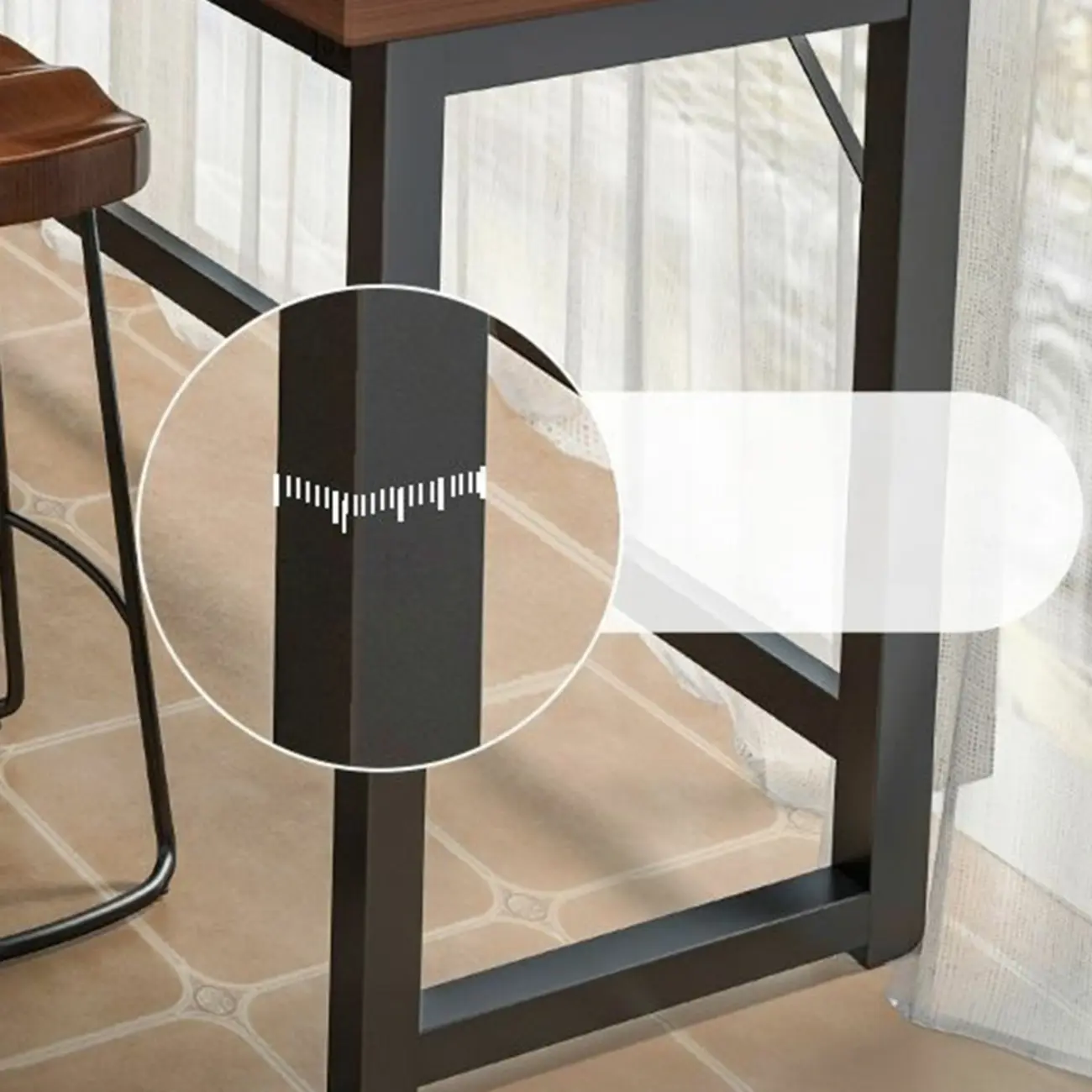 Modern Brown Wooden Metal Frame Fixed Top Bar Tables