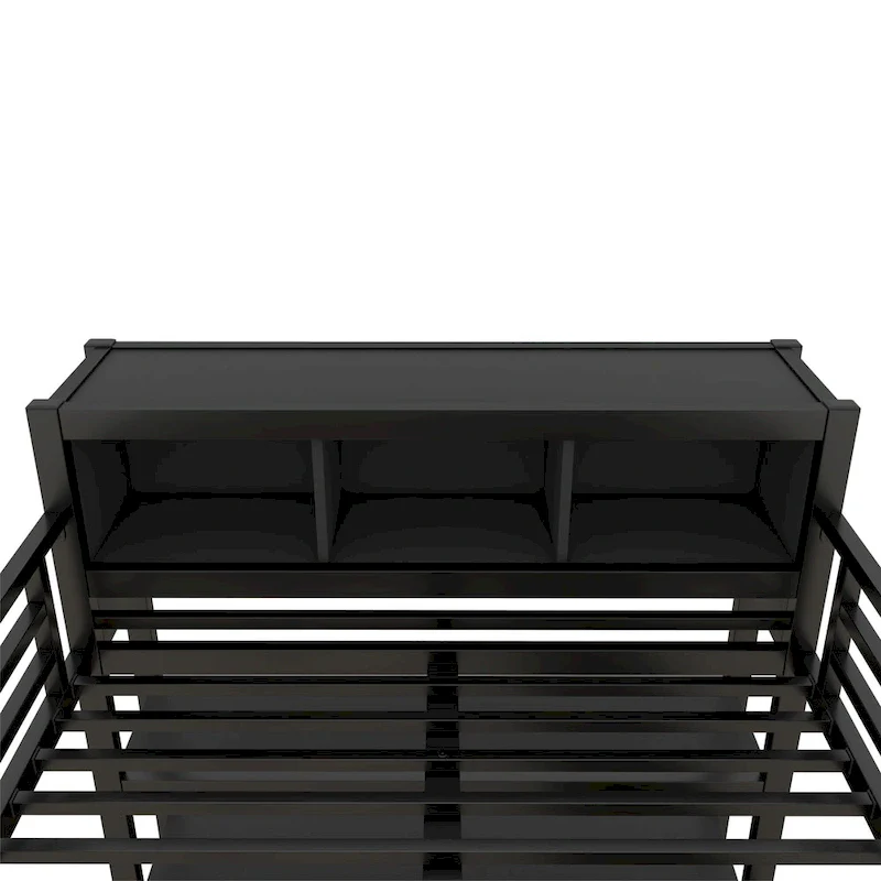 Metal Loft Bed with Wardrobe And L-shaped Desk