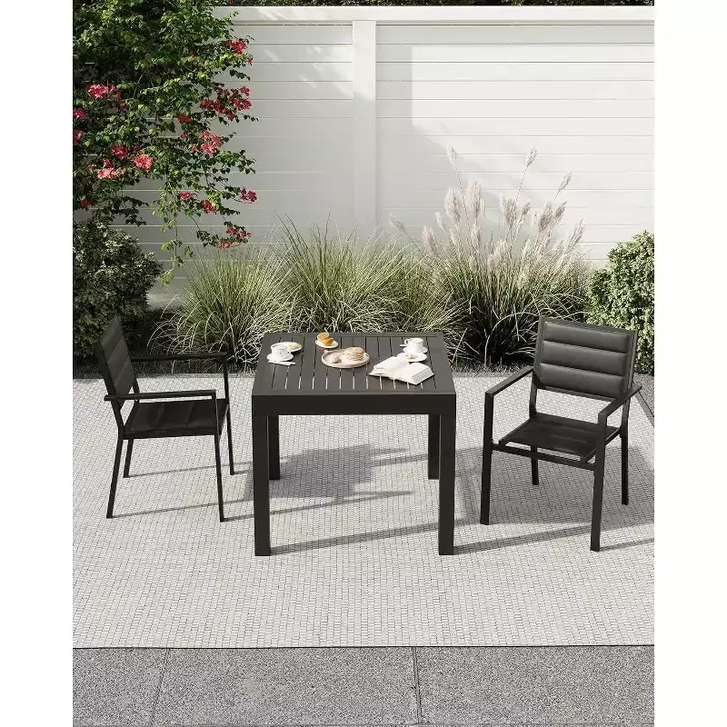 Extendable Patio Dining Table for 4-6, Adjustable 31.5 to 63 Inch Aluminum Outdoor Table, Ideal for Backyard, Porch, Deck, and Outdoor Entertaining