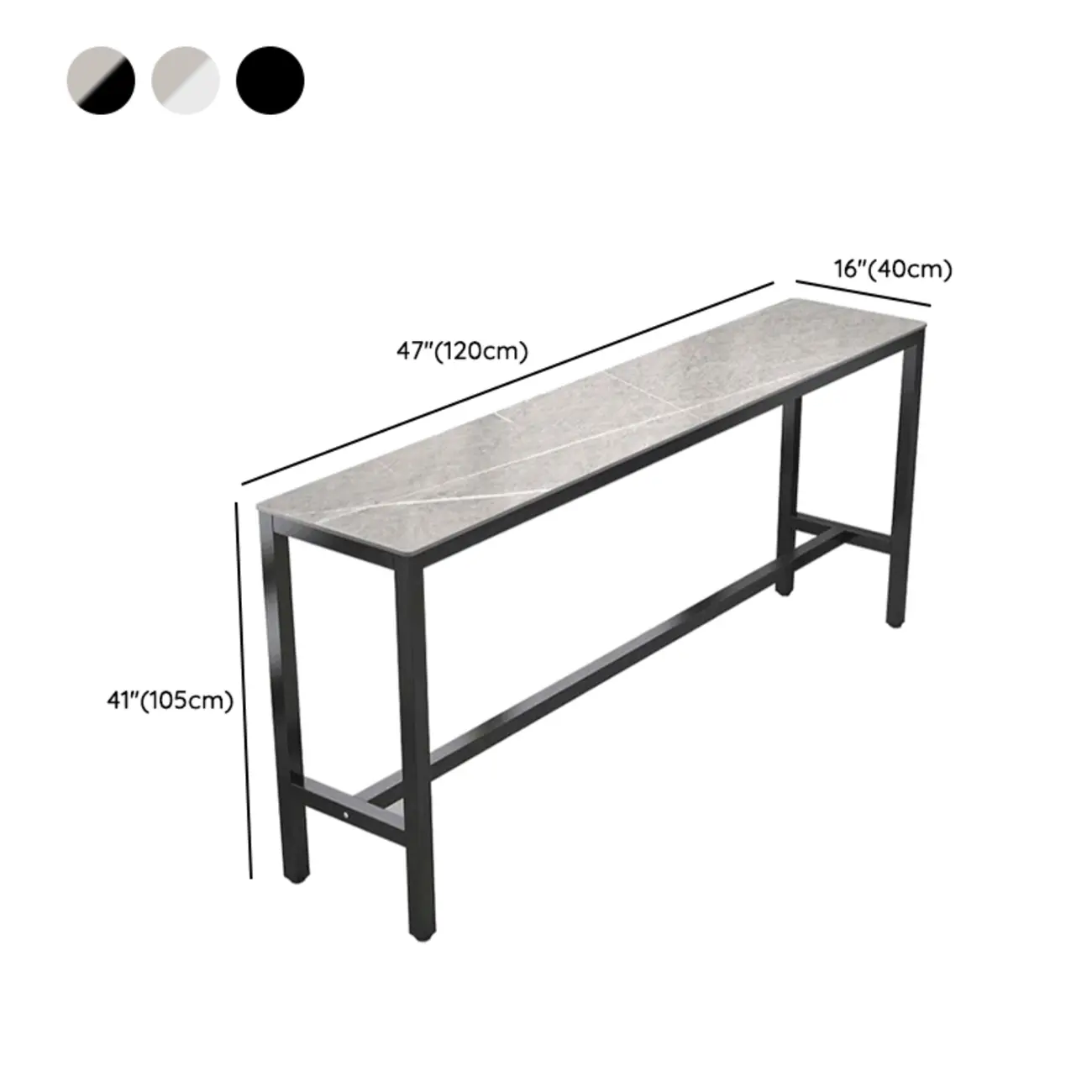 Modern Gray Quartz Metal Legs Bar Tables
