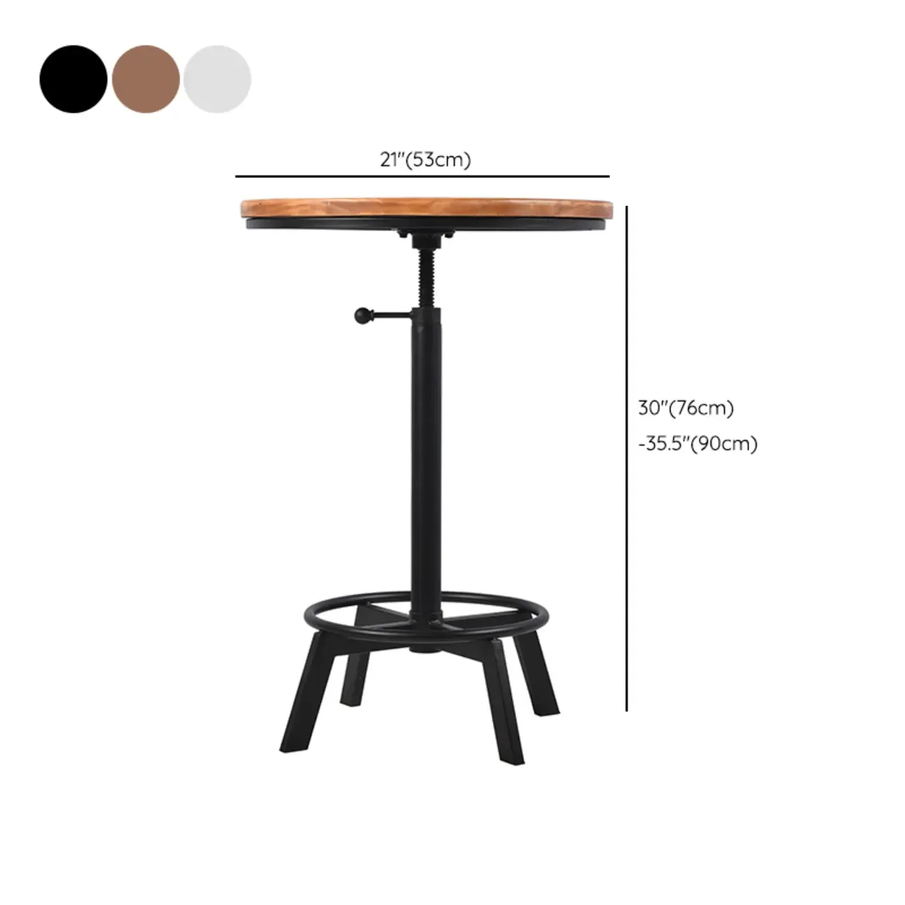 Retro Industrial Circular Adjustable Bar Table