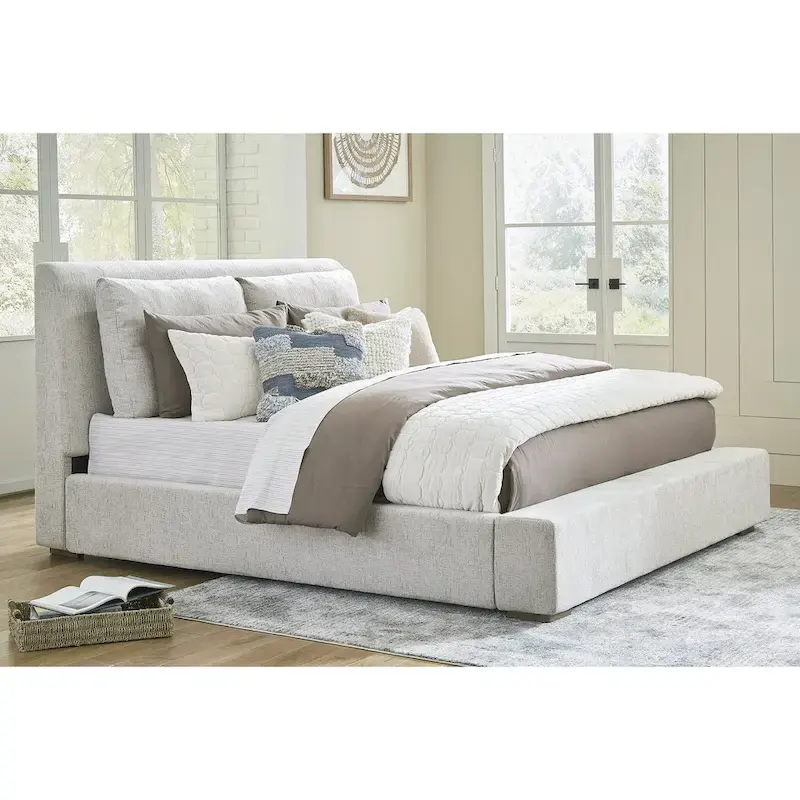 Signature Design by Ashley Cabalynn Light Brown Upholstered Platform Bed