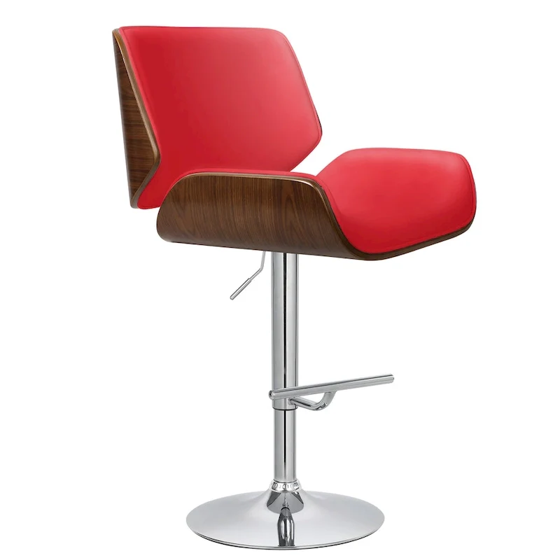 Adjustable Bar Stool, PU Leather, Chrome Base – Black/White/Red/Brown, Single