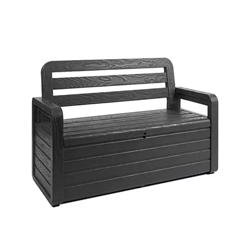 Toomax Foreverspring UV Weather Defiant Lockable Box Chest Bench for Outdoor Pool Patio Furniture and Deck Storage Bin, 70 Gallon Anthracite