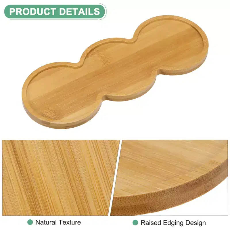 Unique Bargains Multipurpose Use Durable Bamboo Wood Saucer Storage Tray
