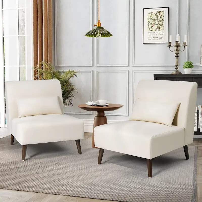 Accent Chair Upholstered Sofa Chair PU Faux Leather Wood Frame with Pillow - 28.74 W x 30.71 D x 31.50 H