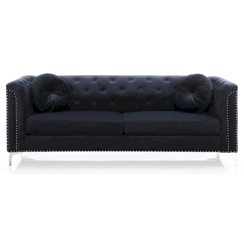 Pompano Velvet Button Tufted Sofa