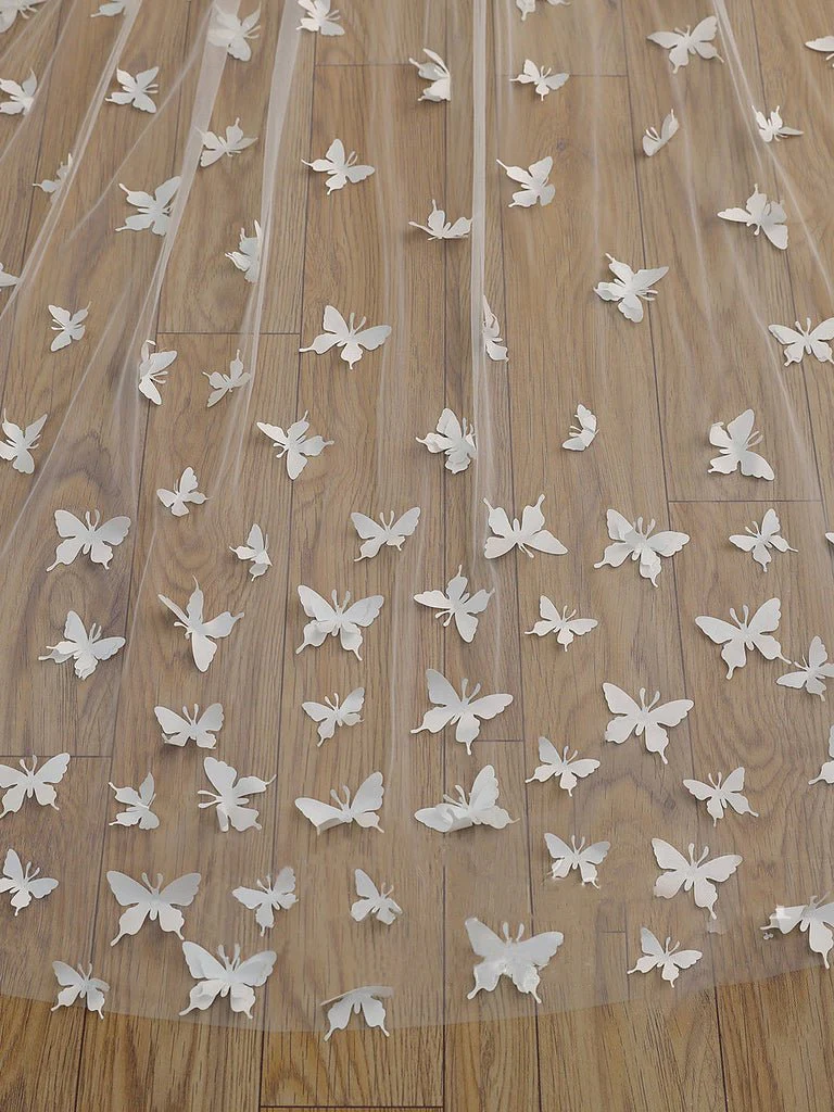 Cute Butterfly Cathedral Veil Bridal Veil Wedding Veil