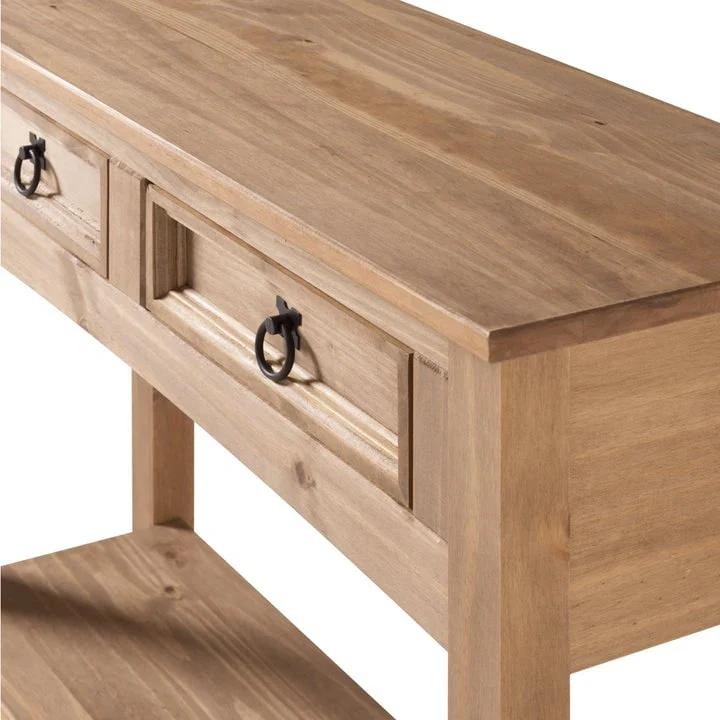 Wood Hall Table Console with 2 Drawers