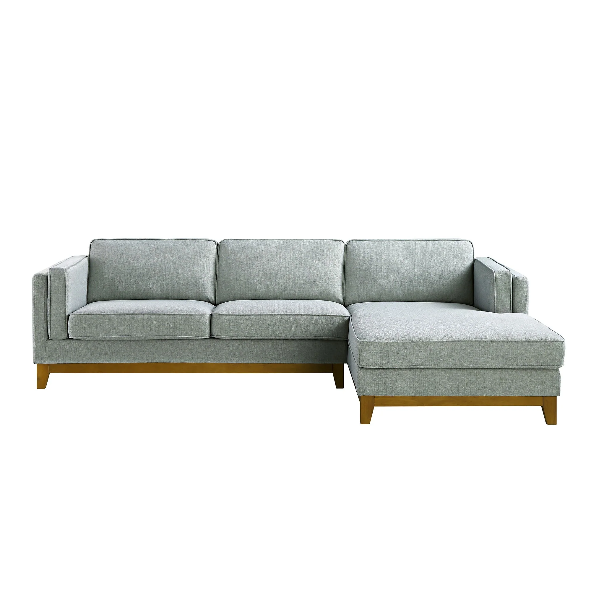 Sage Woven Fabric Sofa, Grande Chaise Sofa Right Hand Facing