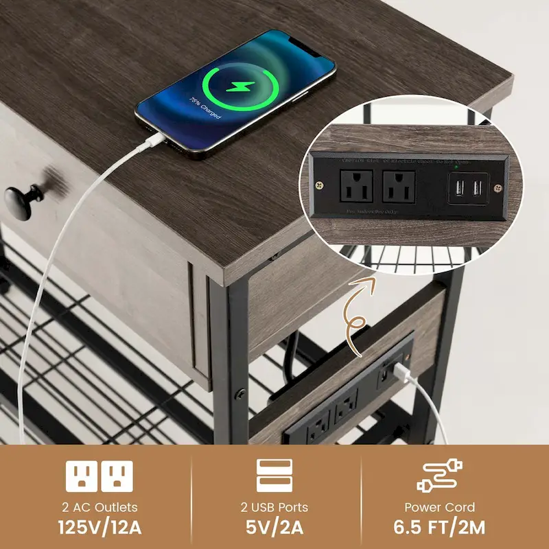 Costway Entryway Table with Charging Station Narrow Console Table with - See Details