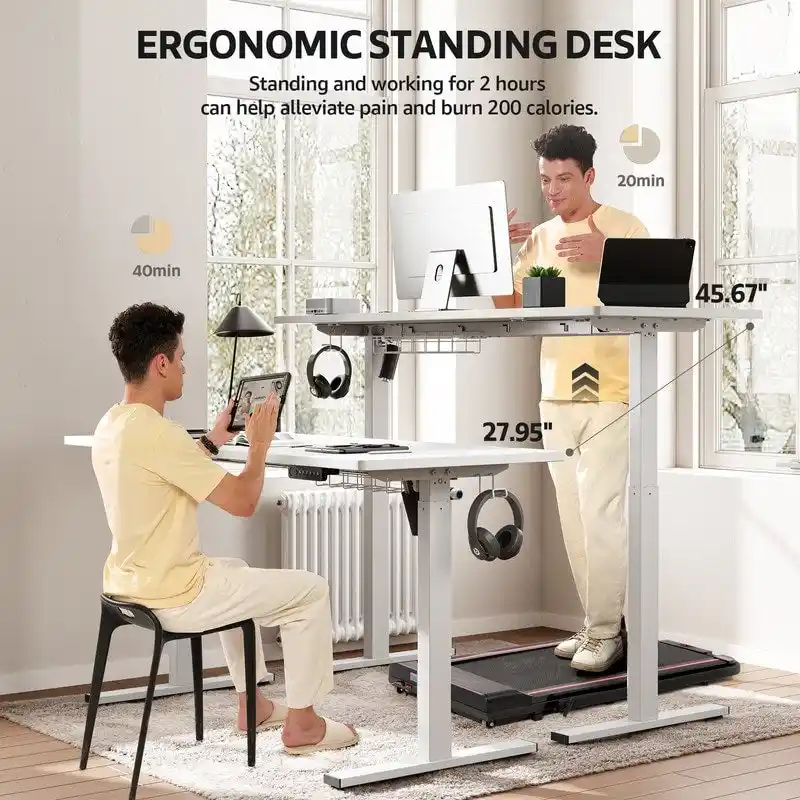 SIAGO 48 x 24 Inch Computer Desk Height Adjustable Electric Sit Stand Up Desk