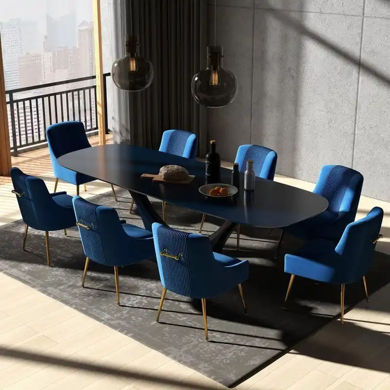 SEYNAR Modern Glam Velvet Dining Chair Set of 8 for Dining Room, Tufted Vanity Chair for Living Room (no table)