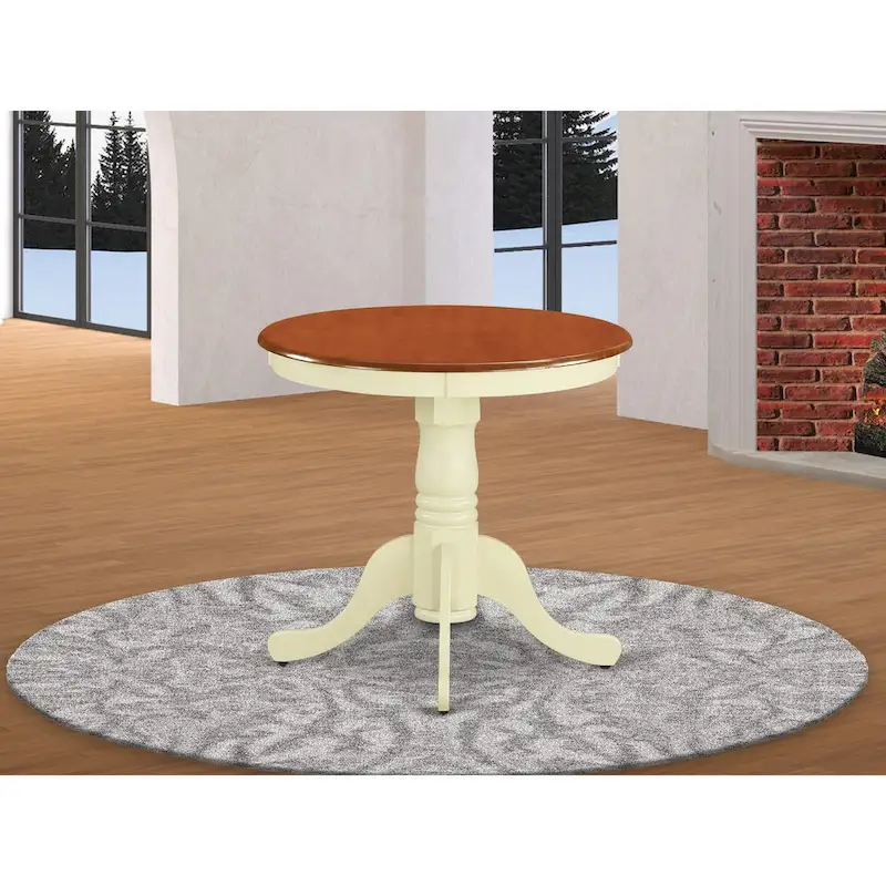 Round Pedestal Dining Table – Cherry Top with Buttermilk Base