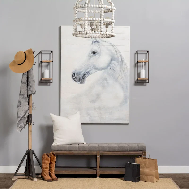 22 x 75 Black Metal and Light Brown Wood Coat Rack - 22.0L x 22.0W x 74.5H