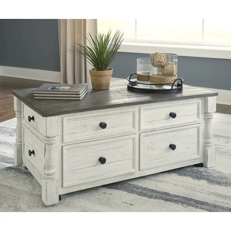 White/Gray Lift Top Cocktail Table - 26W x 46D x 20H