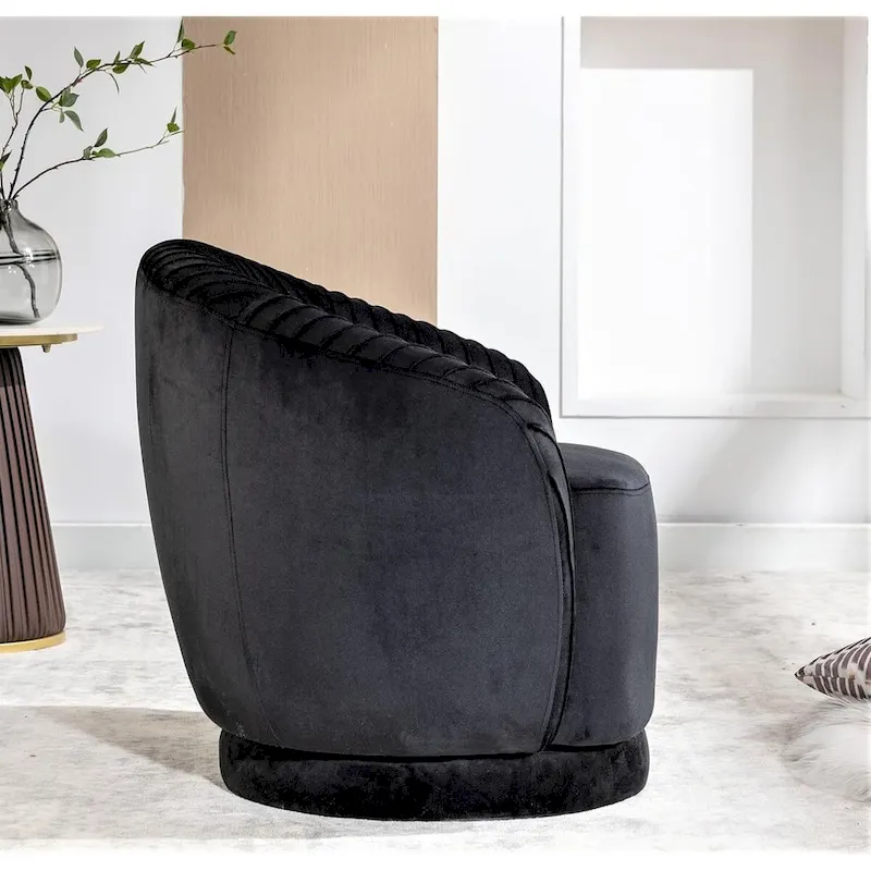 Modern Barrel Swivel Accent Chair with Plush Velvet Upholstery
