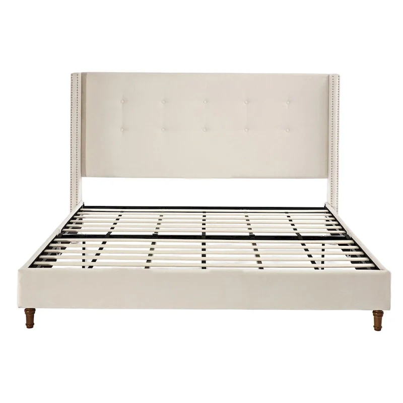CUSchoice 54 High Headboard Upholstered Queen/King Bed (No Box Spring Needed)