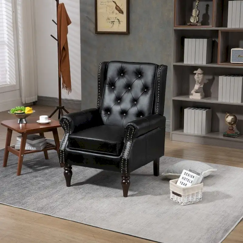 Single-Seat Barrel Accent Armchair with Wood Frame – Black / Brown / Camel / Coffee