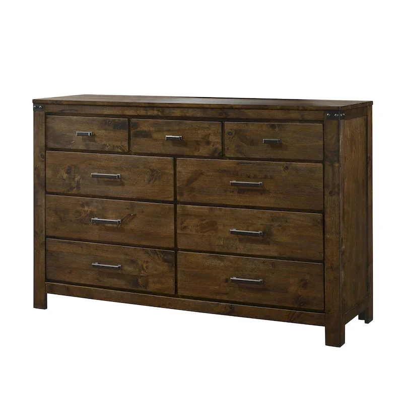 6 Piece Brown Ructic Panel Bedroom Set