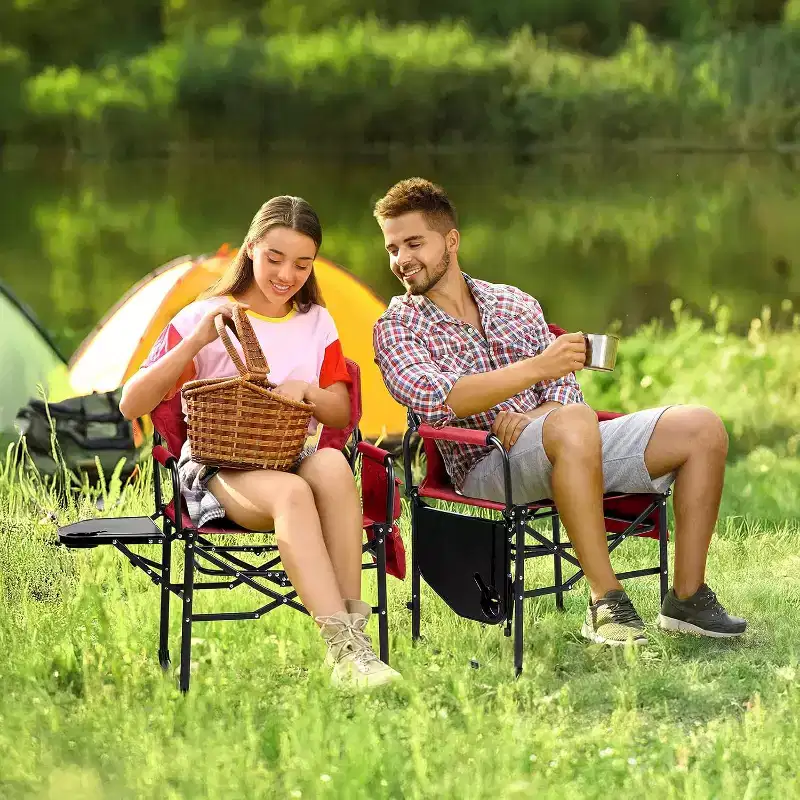 VINGLI Camping Chairs,Portable Directors Chair, Camping Chair with Side Table & Carry BagHeavy Duty Camping Chairs for Adults