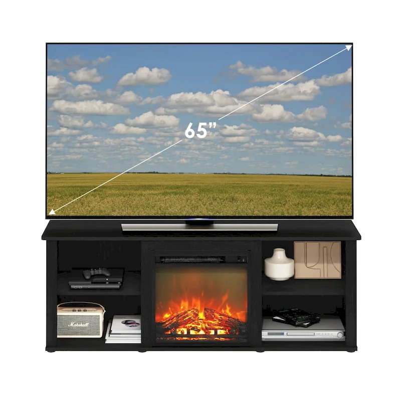 Furinno Classic 60 Inch TV Stand with Fireplace