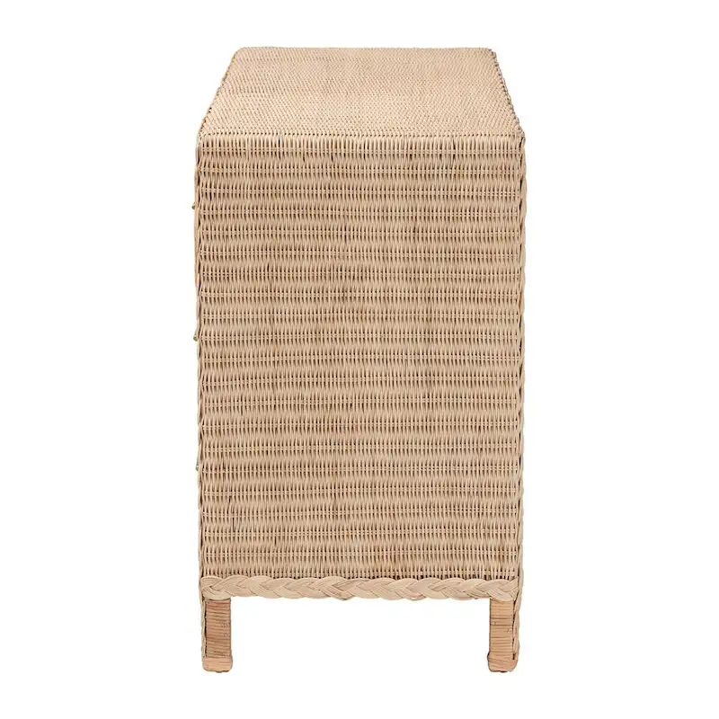 Lanica Japandi Sun-Bleached Braided Rattan 6-Drawer Dresser