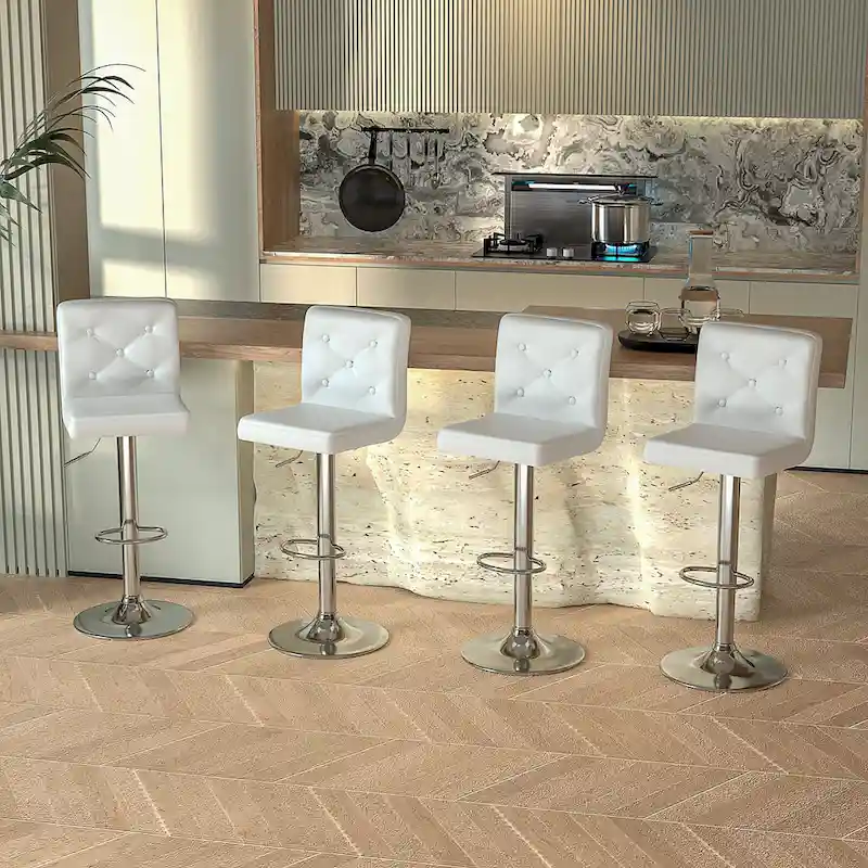 Javlergo Set of 4 Bar Stools Adjustable Swivel Counter Height Barstools with Back