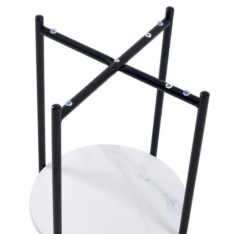 2-layer Round End Table/Coffee Table with Marble Tabletop