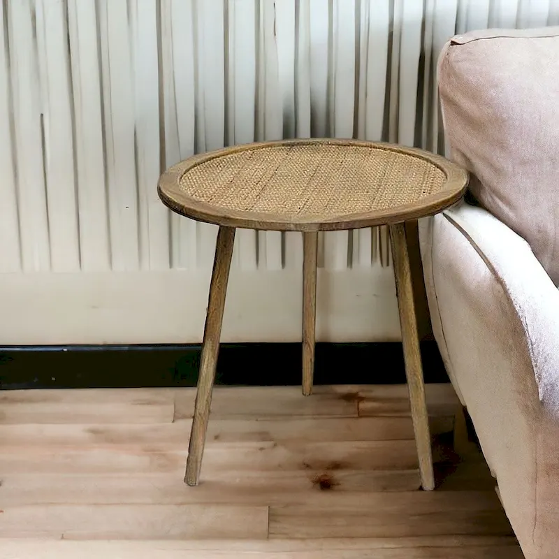 Brown Round End Table Set of 3, Manufactured Wood, 24