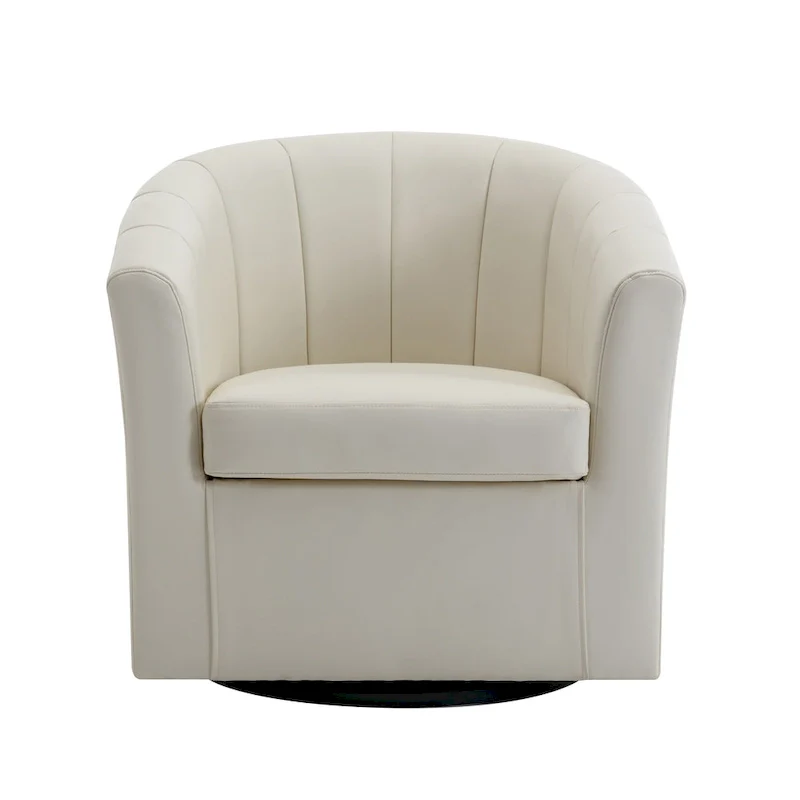 Swivel Barrel Accent Chair - Faux Leather Single Seat