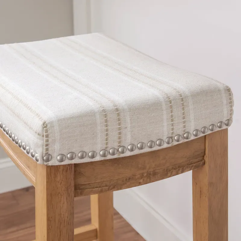 Willamette Rustic Striped Cream Bar Stool