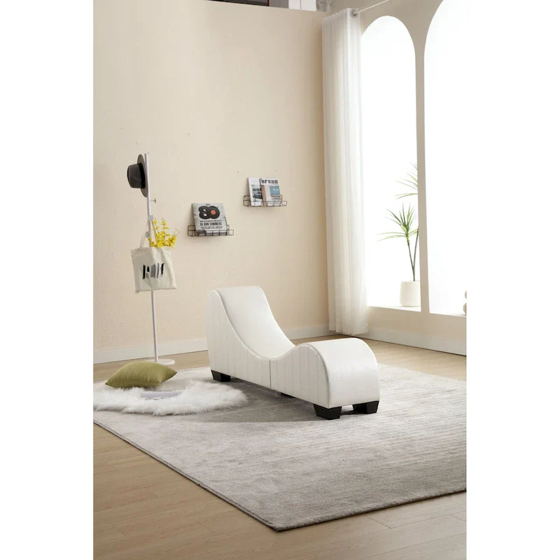 Modern Faux Leather Curved Yoga Chaise Lounge - 13.78 x 62.20 x 25.79