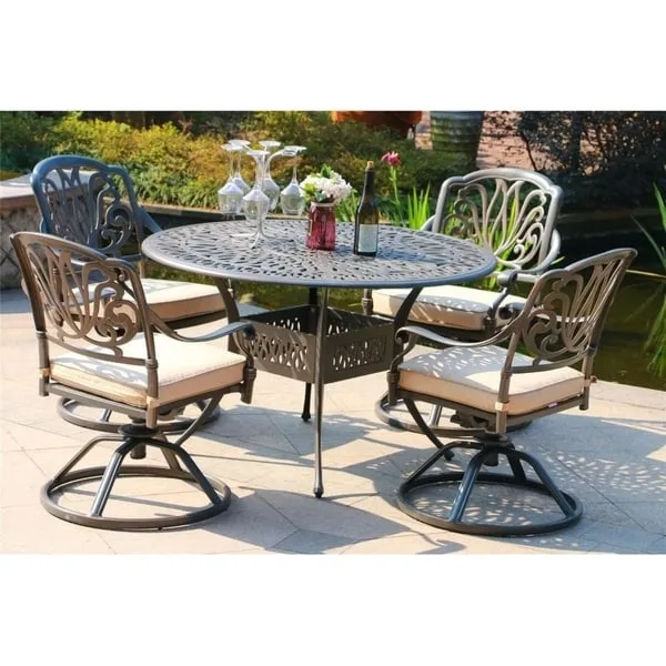 Manasquan 5-piece Gunmetal Aluminum Round Dining Set with Swivel Chairs by Havenside Home