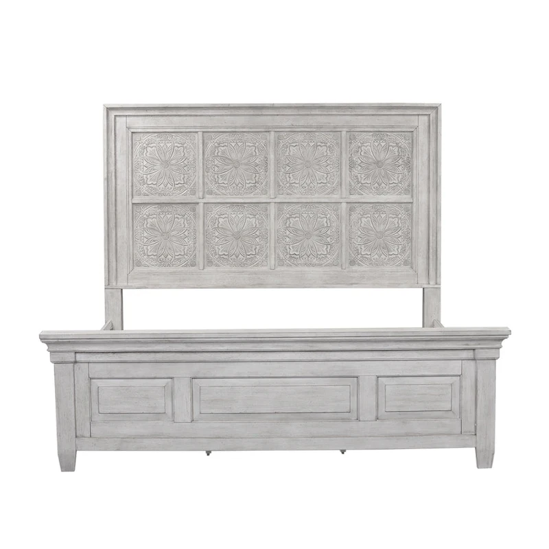 Heartland Antique White Tobacco King Opt Panel Bed