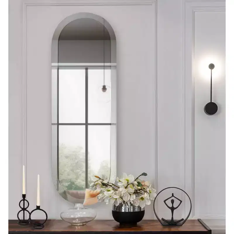 Howard Elliott 45.5"x30.75" Rectangular Wall Mirror with Mirrored Smoky Gray Wood Frame: Modern Design, No Assembly Required