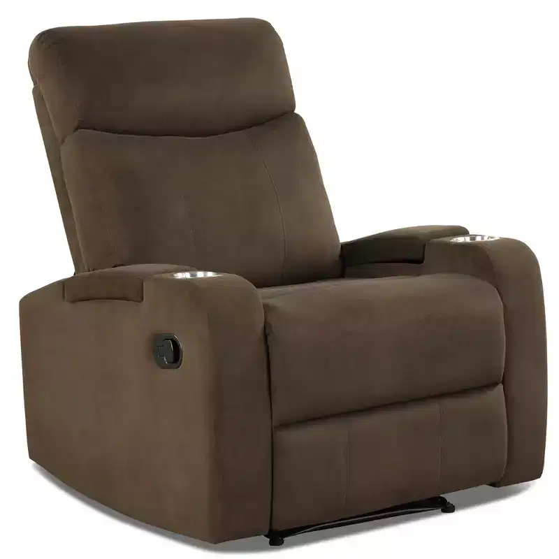 Costway Recliner Chair Single Sofa Lounger with Arm Storage & Cup Holder Coffee\Grey\Brown