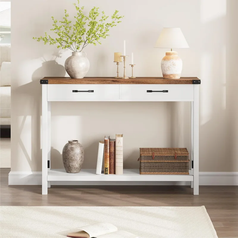 Farmhouse Console Table with 2 Drawers