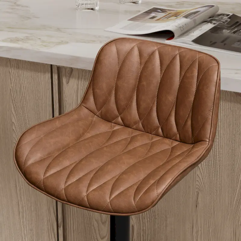 Swivel and Adjustable PU Leather Barstool (Set of 2)