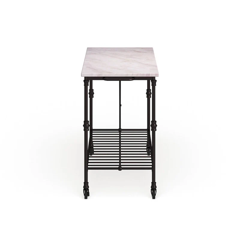 Black Faux Marble Rolling Kitchen Island